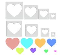 8 Piece Large Heart Stencils for Crafts, Reusable Different Sizes Heart Shaped Cake Stencil Set, 5 Point Plastic Heart Templates for DIY Projects, Painting, Scrapbooking, Wall Decor