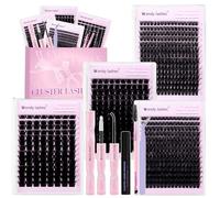 8-Piece Lash Clusters Kit 80D 100D 200D 250D Clusters Lashes D Curl Soft Individual Eyelashes 10-18mm Lash Extension Kit with Bond&Seal,Glue Remover,Tweezers,Brush Makeup Gift Set