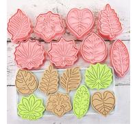 8 Piece Leaf Cookie Cutter Set, Tropical Shapes for Baking, Eucalyptus, Monstera, Hibiscus, Sycamore, Fan Palm Leaf Biscuit Cutters Molds for Fall, Thanksgiving, Holiday & Party Treats (Tropic)