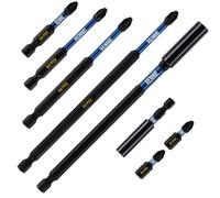 8 Piece Magnetic Screwdriver Bit Set PZ2 Extra Long Bits + 2 Bit Holders