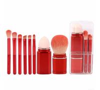 8-Piece Makeup Brush Set Retractable Travel (Red)