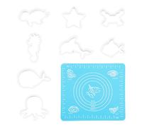 8 Piece Marine Series Cookie Cutter Set, 1 Piece Dough Mat, Plastic Cookie Cutters, Animal Cookie Cutters, Cookie Cutters, Cookie Decorations