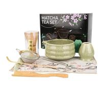 8-Piece Matcha Set, Traditional Japanese Tea Ceremony Kit with Ceramic Bowl (Chawan), Bamboo Whisk (Chasen), Whisk Holder, Sifter & Bamboo Scoop, Matcha Green Gift Set for Beginners & Tea Lovers