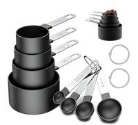 8 Piece Measuring Cups and Spoon Set 4 Measuring Cups / 4 Measuring Spoons Stackable Stainless Steel Handle for Measuring Dry and Liquid Ingredients