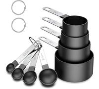 8 Piece Measuring Cups and Spoon Set, 4 Measuring Cups / 4 Measuring Spoons with Stainless Steel Handle, Measuring Tool for Liquids and Solids