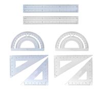 8-Piece Metal Ruler Set, Drawing Ruler Set, Ruler, Protractor, Set Square, Geometric Drawing Tools, Suitable for Drawing Learning Office Stationery