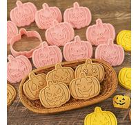 8 Piece Mini Pumpkin Cookie Cutters, 3d Halloween Raised Design Cookie Stamps, Cookie Cutter Set suitable for Frosting Decoration, Day of The Dead Decorations (Pumpkin)