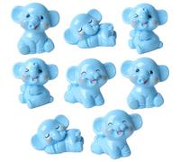 8-Piece Mini Resin Elephant Figurines Set - Miniature Baby Elephant Cake Toppers for Cupcakes, Fairy Garden Accessories, Terrarium & Car Decor, Tiny Potted Plant Ornaments for Home Decor