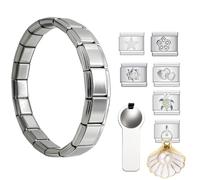 8-Piece Nomination Bracelets, Italian Charm Set, Stainless Steel Modular Links for Personalized Jewelry, DIY Gift for Women and Girls, Special Occasion Accessories