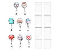 8-Piece Nurse Badge Clasp, 8-Piece Card Holder, Nurse Id Holder, Retractable Id Card Holder, Creative Pattern Badge Holder, Cute Lanyard Holder