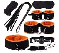 8-Piece Orange Nylon Yoga Hand And Foot Set, Stretching Training, Adjustable Size, Sports Accessories.