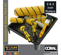 8 Piece Paint Decorating Kit Tools Roller Brush Tray Set Gloss Foam 9 Inch DIY