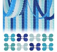 8 Piece Party Decoration Set, Garlands Blue/White, Four Leaf Clover Hanging Garland Decoration, for Birthday, Youth Confirmation, Christening, Carnival, Underwater, Wedding, Party Decoration