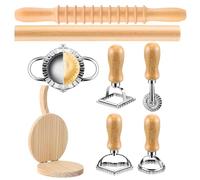 8 Piece Pasta Making Set with Ravioli Stamp Cutters, Rolling Pins, GnocchiBrett Dough Cutter, Dumpling Maker, Practical Accessory for Pasta Making