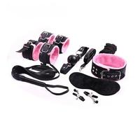 8-Piece Pink Leather Cosplay Accessory Set, Adjustable Size, Soft And Elastic Yoga Practice, Couple Gift.