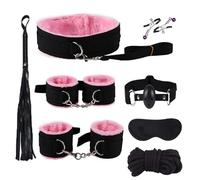 8-Piece Pink Nylon Yoga Hand And Foot Set, Stretching Training, Adjustable Size, Sports Accessories.