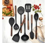 8-Piece Professional Silicone Kitchen Utensil Set - Heat-Resistant Non-Stick Cooking Tools with Ergonomic Stainless Steel Handles - Dishwasher Safe Chef Essentials, Grey