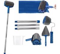 8-Piece Refillable Paint Roller Kit with Edger, Corner Brush & Telescopic Handle - Mess-Free Decorating Tool Set for Walls, Ceilings & Trim