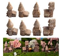8-piece Resin House for Set for Fairy Weather-Resistant Miniature Terrariums - Ornament Castle Succulents Garden Vintage Outdoor/Indoor Landscape Decorations Figurines Bonsai