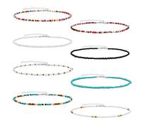 8-Piece Seed Bead Choker Set - Adjustable Beach Necklace Jewelry Accessories with Natural Cowrie Shells for Women & Girls