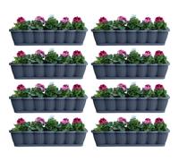 8-Piece Set 80Cm Flower Box Balcony Box Plant Box Anthracite With Saucer
