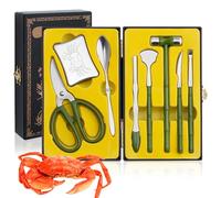 8 Piece Set Stainless Steel Seafood Tools Set;Crab Leg Crab Crackers Tools;Seafood Scissors Tools;Lobster Seafood Crackers;Oyster Shucking Knife;Seafood Cracker Forks Scissors Set