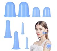 8-Piece Silicone Cupping Glasses, Cupping Face and Body, Cupping Silicone Cupping Heads, Cups, Massagers, Tools Set for Whole Body, Cupping Against Cellulite Tension, Wrinkles (Blue)