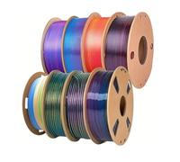 8-Piece Silk PLA 3D Printer Filament Bundle, 2KG Total (250g Per Spool) 1.75mm, Dimensional Accuracy +/- 0.03mm