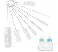 8-Piece Small Bottle Brush Set, White Nylon Cleaning Tool for Straws, Pipes, Kettle Spout, Teapot Nozzle and Tubes