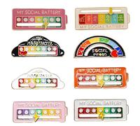 8 Piece Social Battery Badge Set, Funny Pin Badges, Positive Mood Expression Badges for Introverts, Stylish Accessories for Social Battery Level Indication