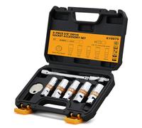 8 Piece Spark Plug Set 3/8 Inch with Universal Gasket, Spark Plug Separator and Extension Rod, 6 Inch, SAE and Metric, 5/8", 3/4", 13/16", 14mm, 18mm, CR-V with Rubber Tension Rings