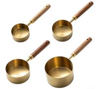 8 Piece Stainless Steel Measuring Spoon and Cup Collection with Ergonomic Walnut Handle for Effortless Kitchen Use (J)