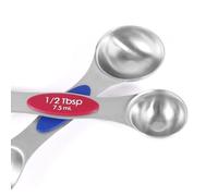 8-Piece Stainless Steel Measuring Spoons Set with Dual-Scale Handles, Magnetic Backing & Smooth Polished Edges for Kitchen Use - Includes 7 Spoons(Gold)