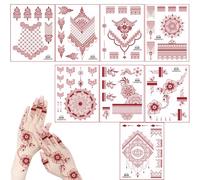 8-Piece Sticker Kit, Water-Activated Transfer Stickers, Safe for Sensitive Skin, Non-Toxic, Long-Lasting 3-5 Days, Red, for Weddings, Parties, Festivals