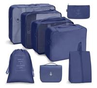 8-Piece Suitcase Organiser Set, Packing Cubes for Clothes, Packing Bags, Travel Cubes, Clothes Bags with Shoe Bag, Cosmetic Bag, Laundry Bag, Travel Organiser for Holiday and Home
