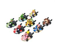 8-Piece Super Mario Kart Pull-Back Car Set: Princess, Luigi & Bowser Figures for Kids