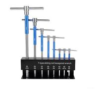 8-Piece T-Handle Hex Key Wrench Set with Iron Storage Stand for Screw Repair and Assembly in Machinery, Electronics and Furniture