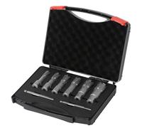 8-Piece TCT Annular Cutter Drill Bit Set (16-26 mm Dia, 75 mm Length) - Hollow Core Carbide Hole Cutters Compatible with Magnetic Drills for Steel and Stainless Applications