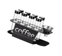 8 Piece Tight Coffee Keeper with Glass Tubes and Steel Stand Ensuring Innovation and Elegant Presentation Single Dose Coffee Storage