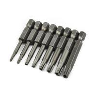 8-Piece Torx Screwdriver Bit Set with 1/4" Hex Shank, Five-Point Design, T8-T40 Sizes, 50mm Length, Made of High-Hardness Alloy Steel