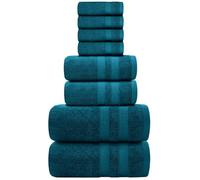 8 Piece Towel Bale Set 800GSM Premium Quality Super Soft 100% Egyptian Cotton 4 Face Cloths, 2 Hand Towels, 2 Bath Towels Luxury Highly Absorbent Towel Sets (Blue Lagoon, Towel Set 8-Piece)
