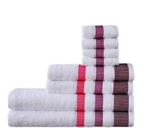 8 Piece Towel Set - 100% Natural Cotton, 600 GSM - Includes 2 Bath Towels, 2 Hand Towels, 4 Face Cloths - Ultra Soft, Highly Absorbent, Quick-Dry - Hotel Spa Quality Bale Set (White Plum Border)