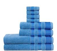 8 Piece Towel Set - 100% Natural Cotton, 600 GSM - Includes 2 Bath Towels, 2 Hand Towels, 4 Face Cloths - Ultra Soft, Highly Absorbent, Quick-Dry - Hotel Spa Quality Bathroom Bale Set (Ocean Blue)