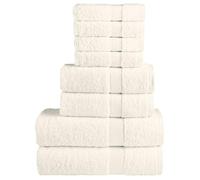 8-Piece Towel Set Solid Cream 100% Cotton 600 g/m², 4 Guest Towels 30 x 50 cm, 2 Hand Towels 50 x 100 cm, 2 Bath Towels 70 x 140 cm, Absorbent for Bath, Sauna, Beach and Wellness