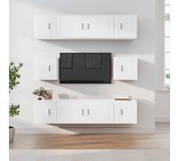 vidaXL 8 Piece TV Cabinet Set White Engineered Wood