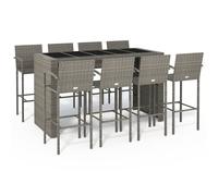 (8 piece) vidaXL 5 Piece Garden Bar Set Grey Poly Rattan