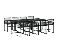 (8 piece) vidaXL Garden Dining Set Outdoor Dining Set Table and Chair Black Poly Rattan