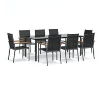 (8 piece) vidaXL Garden Dining Set Outdoor Table and Chairs Black Textilene and Steel