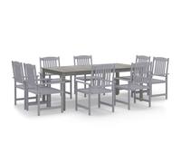 (8 piece) vidaXL Solid Wood Acacia Garden Dining Set Grey Wooden Table Chair 7/9 Piece