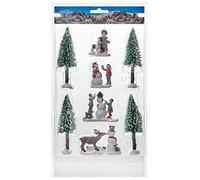 8 Piece Village SNOWMAN SCENE Set For Christmas Model Railway Model Village ect